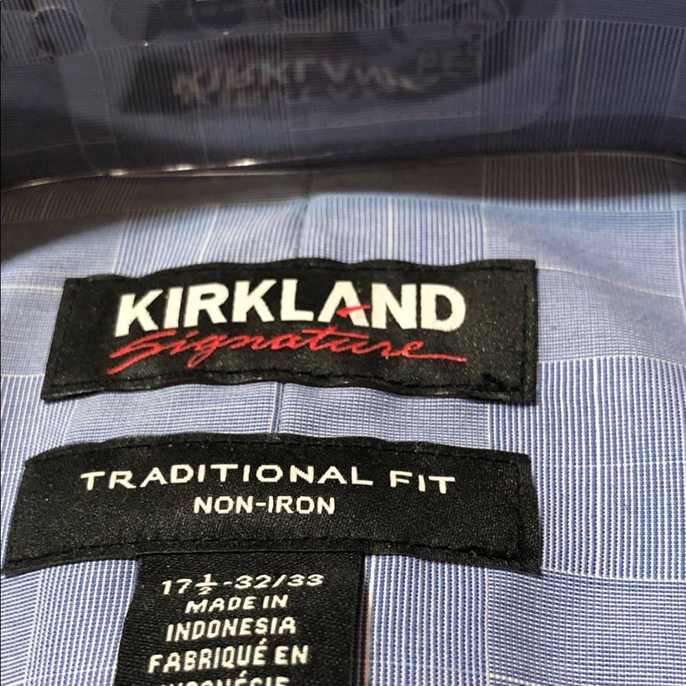 Kirkland Signature Light Blue Windowpane Dress Shirt with Button-Down Collar - Picture 4 of 4